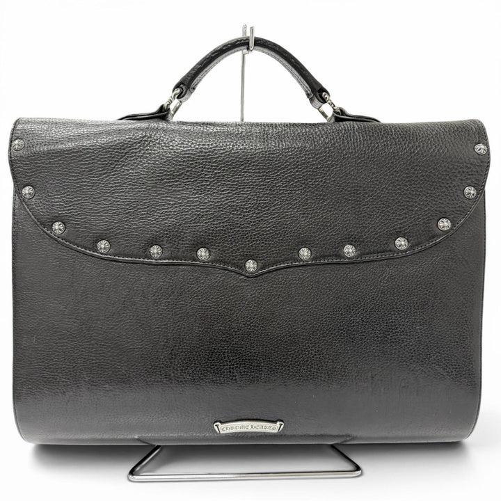 Great CHROME HEARTS Briefcase Gunslinger CH Plus black leather mens
