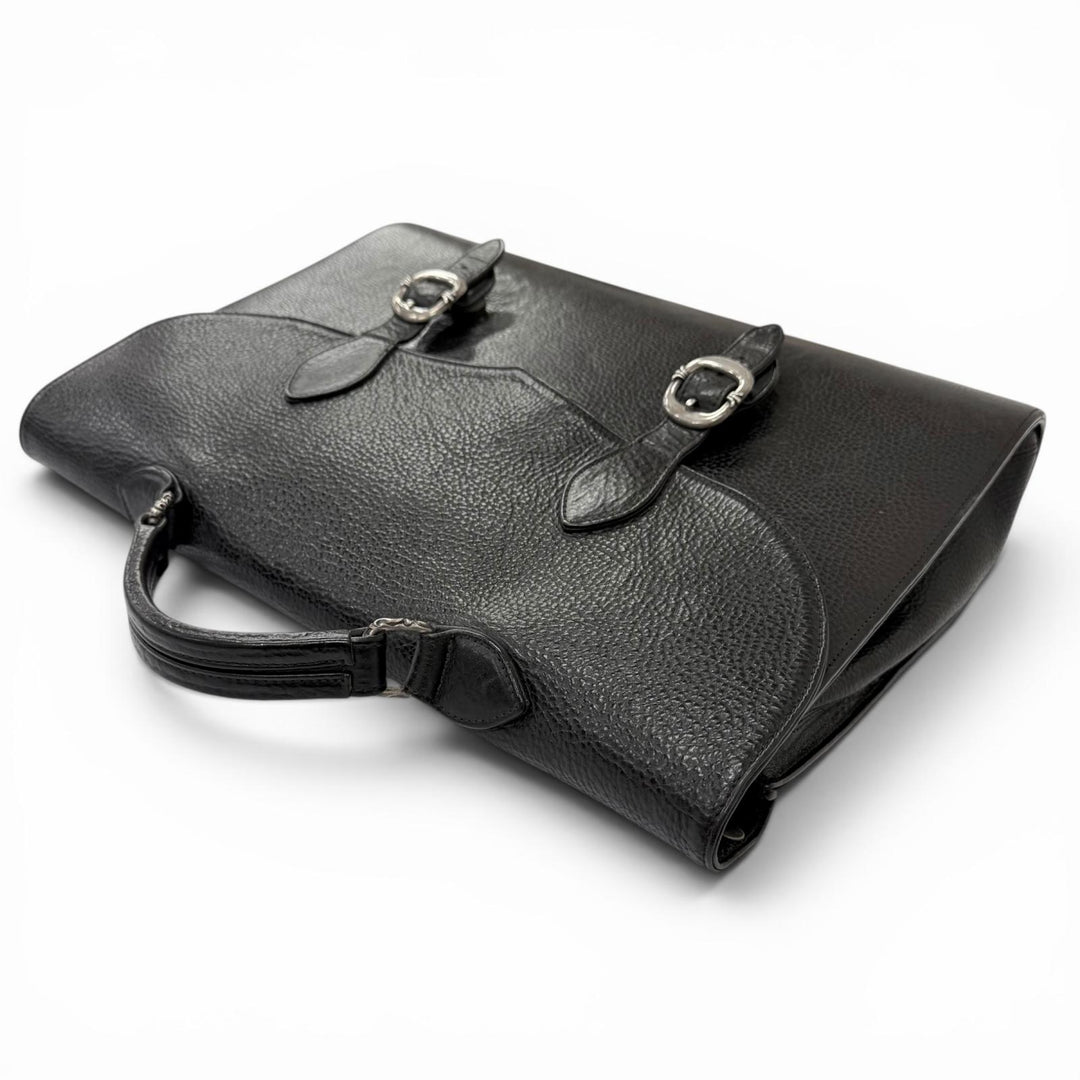 Great CHROME HEARTS Briefcase Gunslinger CH Plus black leather mens