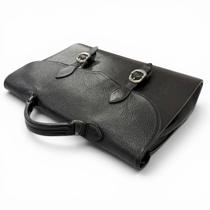 Great CHROME HEARTS Briefcase Gunslinger CH Plus black leather mens