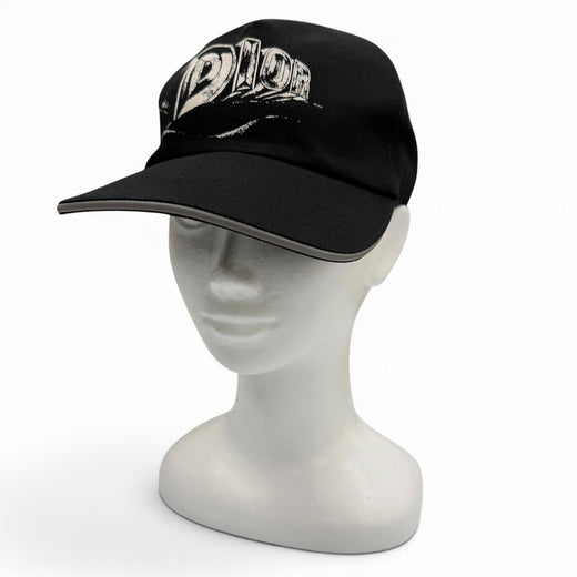 Excellent DIOR cap Leather hat black cotton mens M 243C904I4511