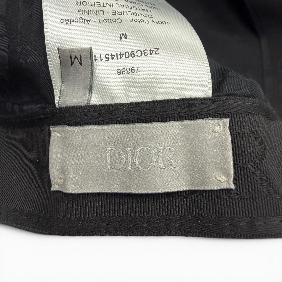 Excellent DIOR cap Leather hat black cotton mens M 243C904I4511