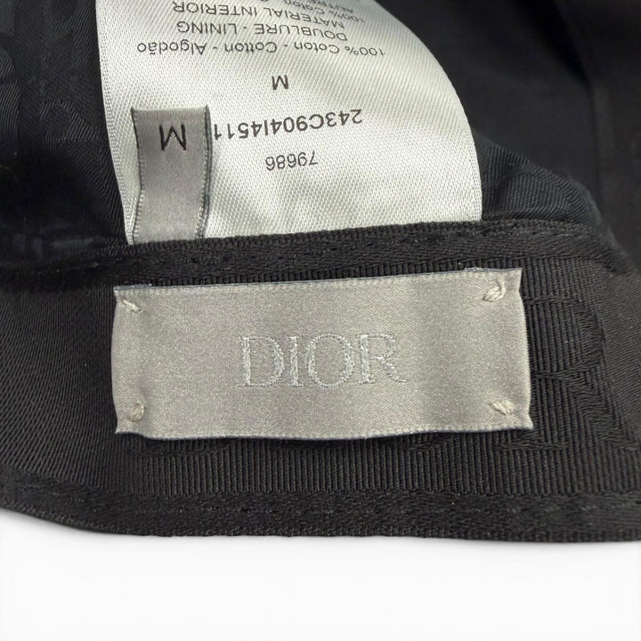 Excellent DIOR cap Leather hat black cotton mens M 243C904I4511