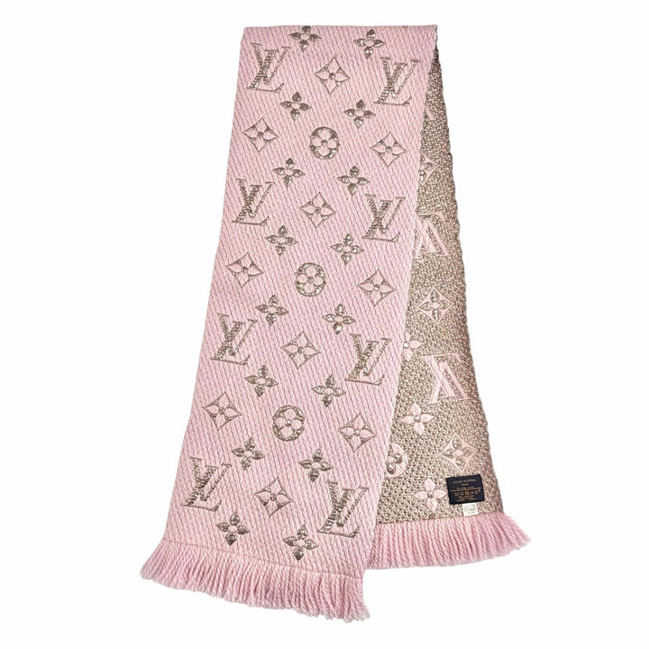 Great LOUIS VUITTON Scarf Escalp Logo Mania Shine pink wool Women M70466