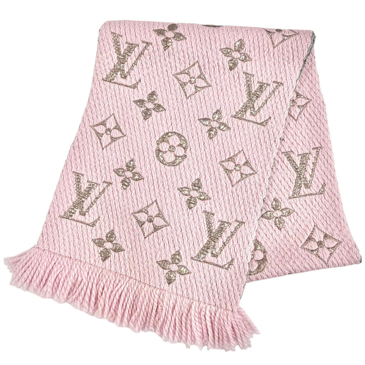 Great LOUIS VUITTON Scarf Escalp Logo Mania Shine pink wool Women M70466