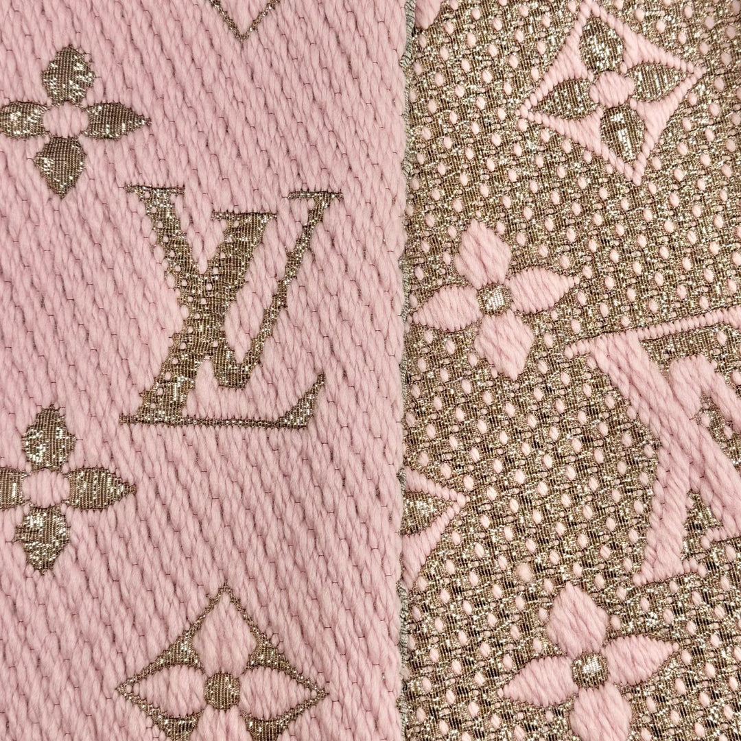 Great LOUIS VUITTON Scarf Escalp Logo Mania Shine pink wool Women M70466