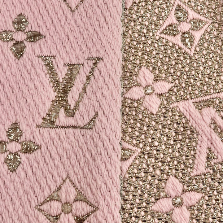 Great LOUIS VUITTON Scarf Escalp Logo Mania Shine pink wool Women M70466