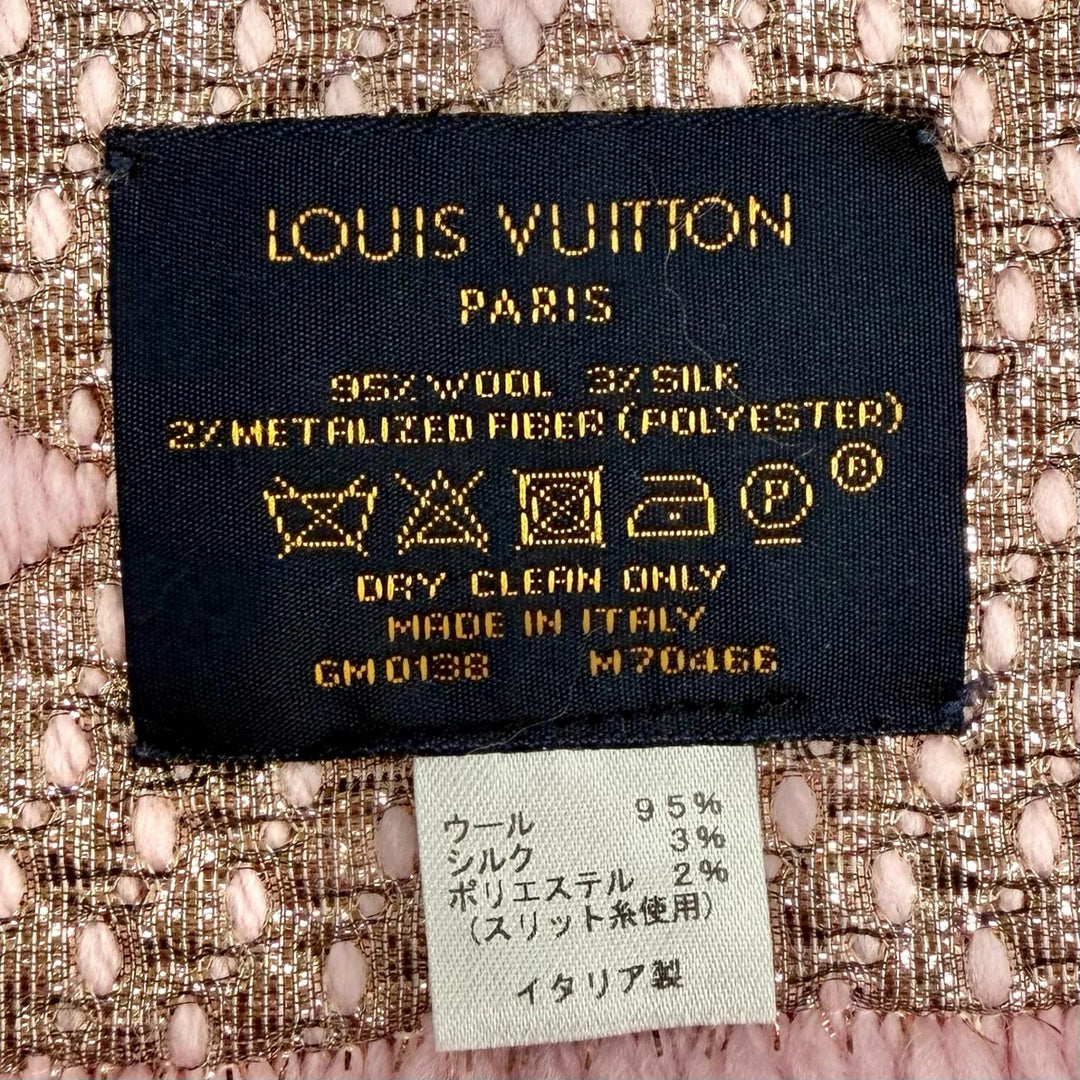 Great LOUIS VUITTON Scarf Escalp Logo Mania Shine pink wool Women M70466