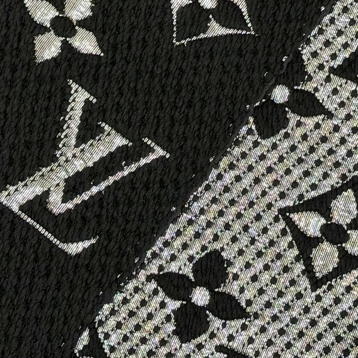 Great LOUIS VUITTON Scarf Escharp Logomania Shine Monogram fringe black M75833