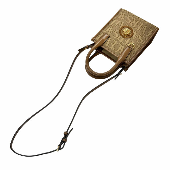 Excellent VERSACE Shoulder Bag Versace La Medusa 2WAY handbag beige canvas