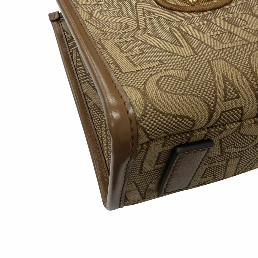 Excellent VERSACE Shoulder Bag Versace La Medusa 2WAY handbag beige canvas
