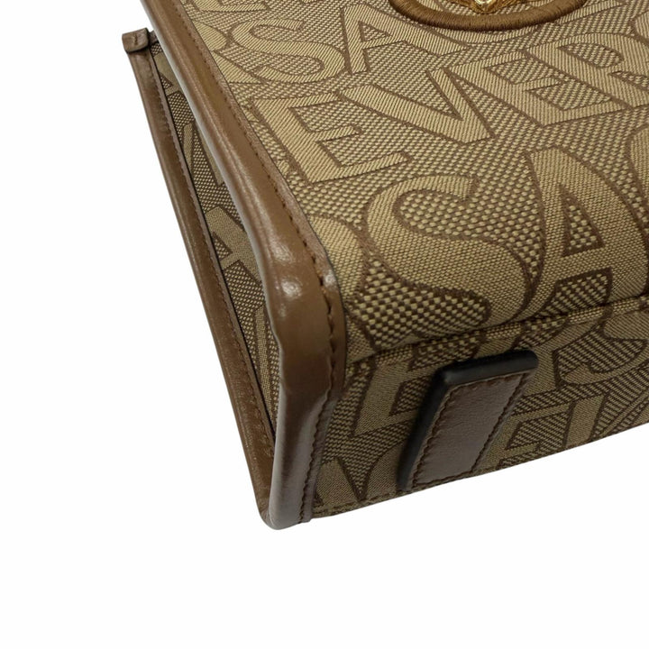 Excellent VERSACE Shoulder Bag Versace La Medusa 2WAY handbag beige canvas