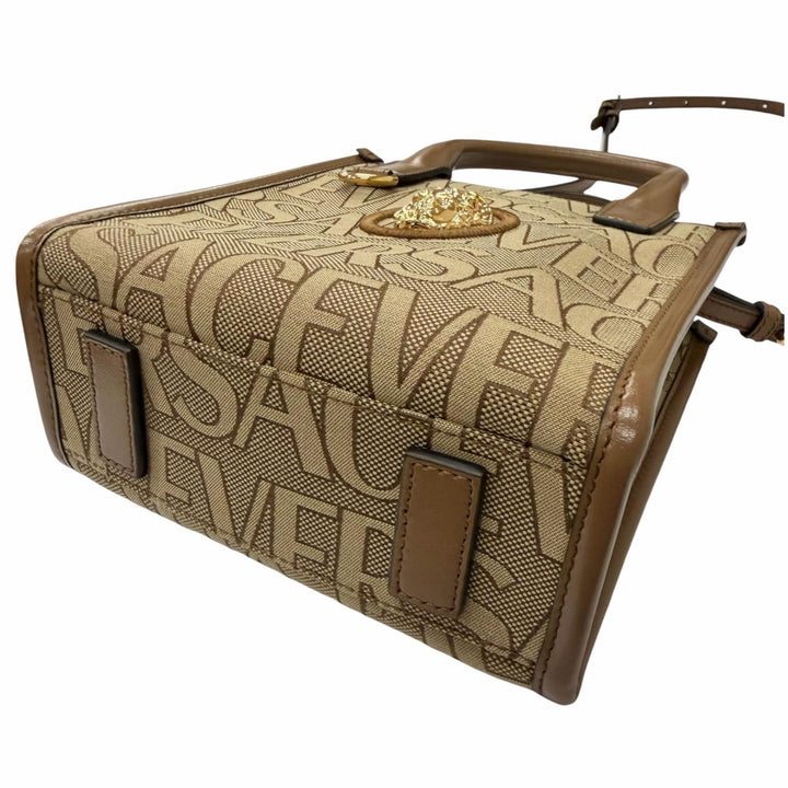 Excellent VERSACE Shoulder Bag Versace La Medusa 2WAY handbag beige canvas