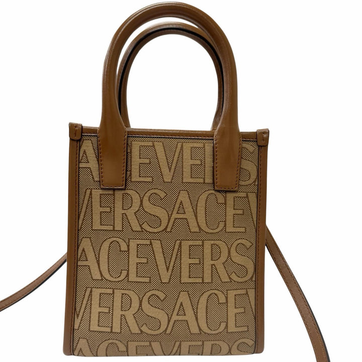 Excellent VERSACE Shoulder Bag Versace La Medusa 2WAY handbag beige canvas