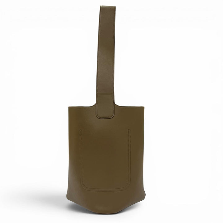 Great LOEWE Pebble Bucket Bag Medium Shoulder Bag Anagram Metal included khaki