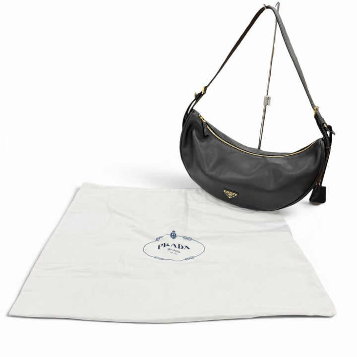 Excellent PRADA Shoulder Bag black leather Women 1BC255