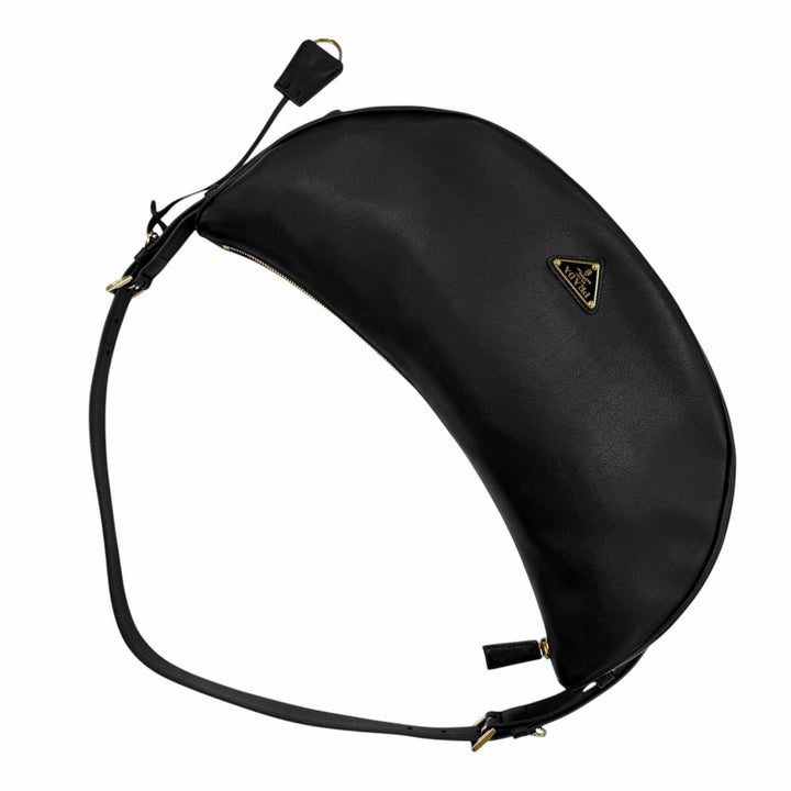 Excellent PRADA Shoulder Bag black leather Women 1BC255