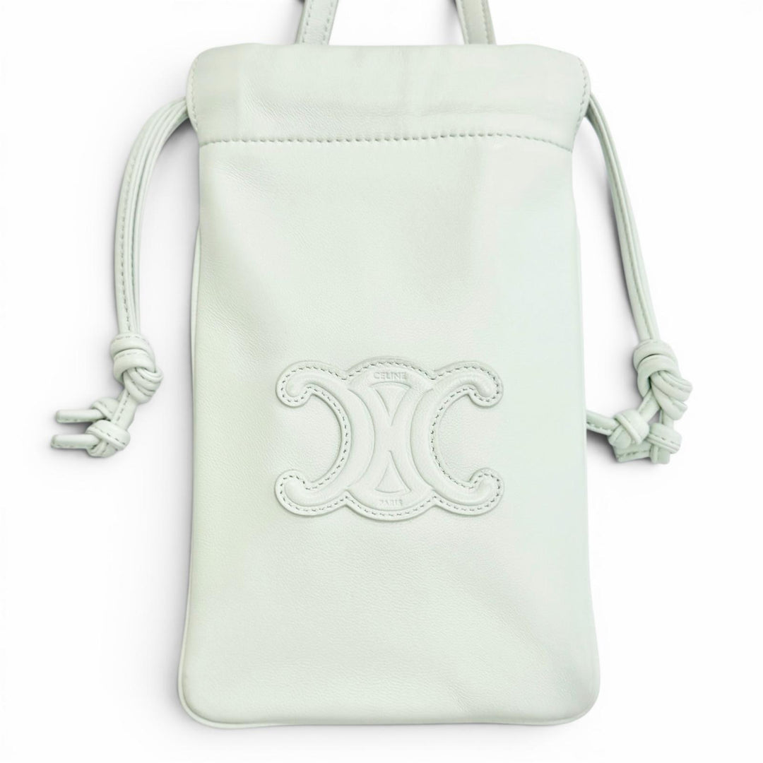 Very Good CELINE Cuir Triomphe Drawstring Mobile Pouch Phone Case 10L163ETK