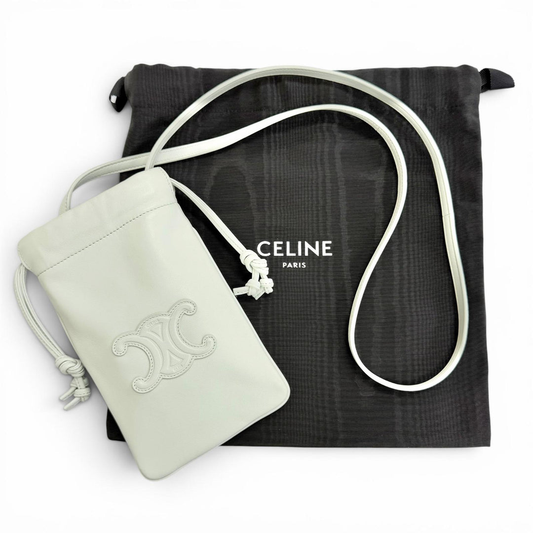 Very Good CELINE Cuir Triomphe Drawstring Mobile Pouch Phone Case 10L163ETK
