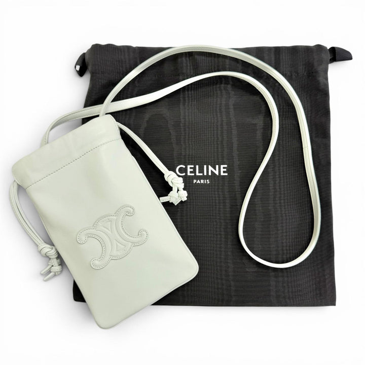 Very Good CELINE Cuir Triomphe Drawstring Mobile Pouch Phone Case 10L163ETK
