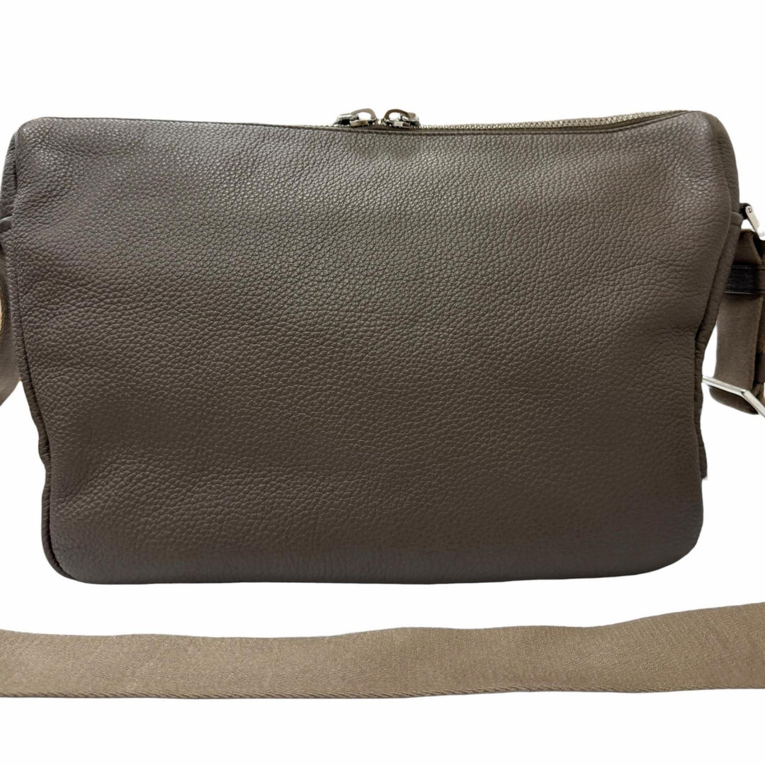 Excellent PRADA Shoulder Bag Triangle logo Gurege Vittero Dino Leather