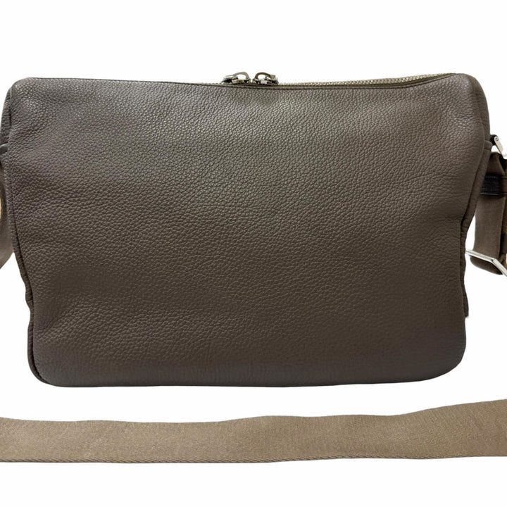Excellent PRADA Shoulder Bag Triangle logo Gurege Vittero Dino Leather
