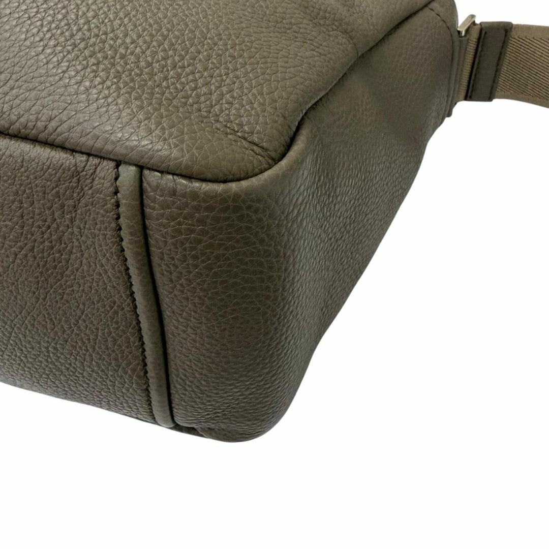 Excellent PRADA Shoulder Bag Triangle logo Gurege Vittero Dino Leather