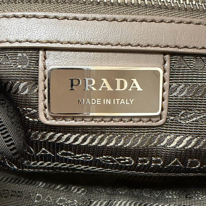 Excellent PRADA Shoulder Bag Triangle logo Gurege Vittero Dino Leather