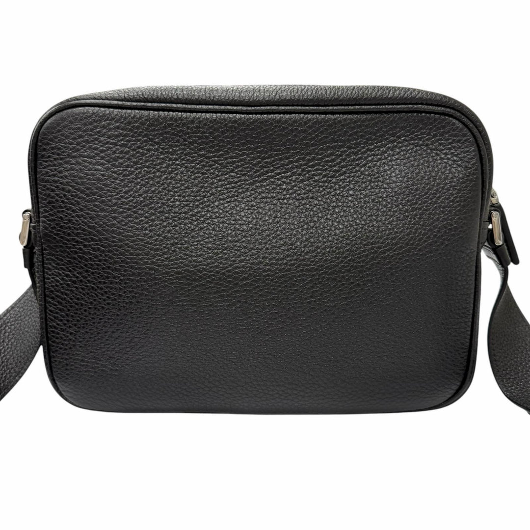 Excellent PRADA Shoulder Bag Triangle logo black leather mens 2VH189