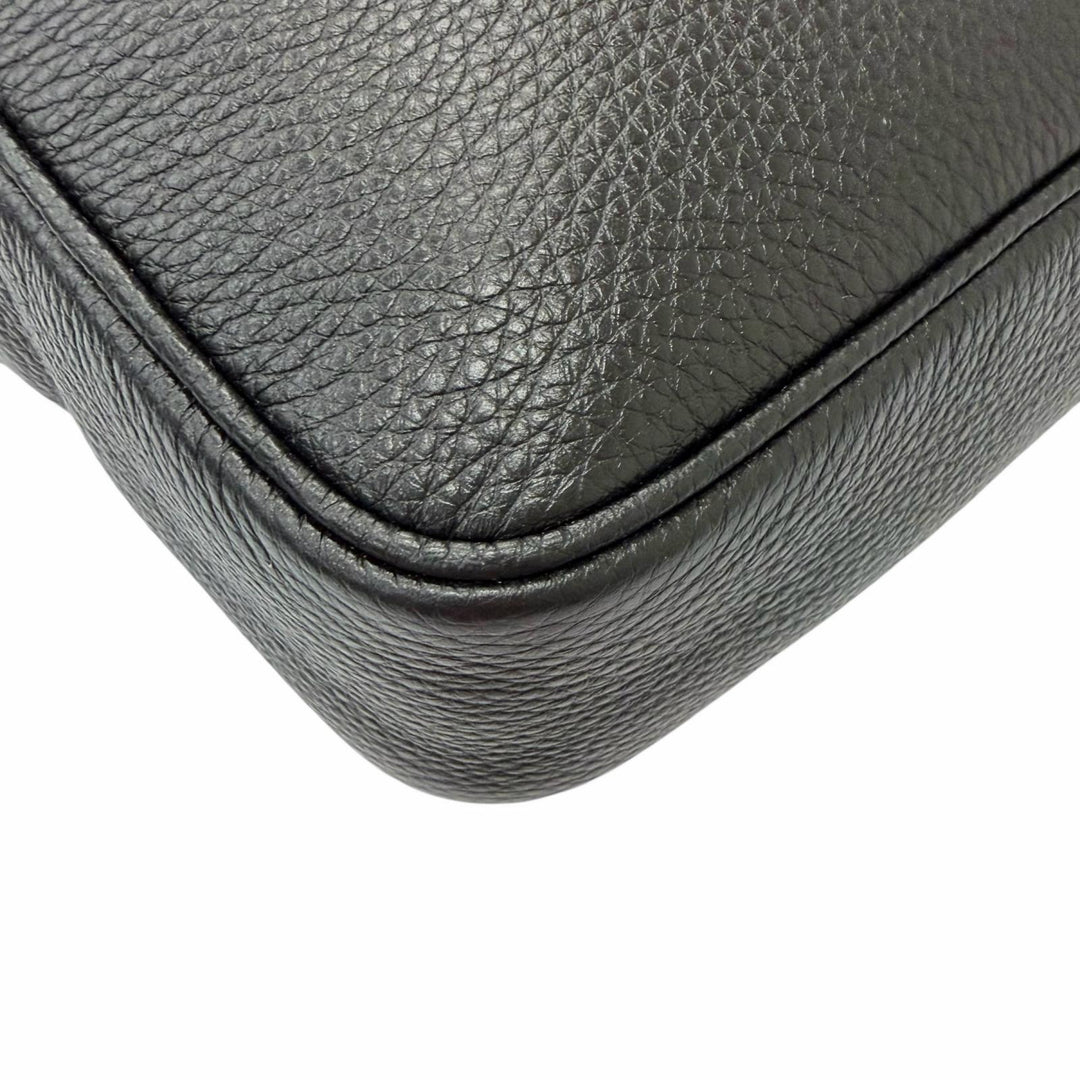 Excellent PRADA Shoulder Bag Triangle logo black leather mens 2VH189