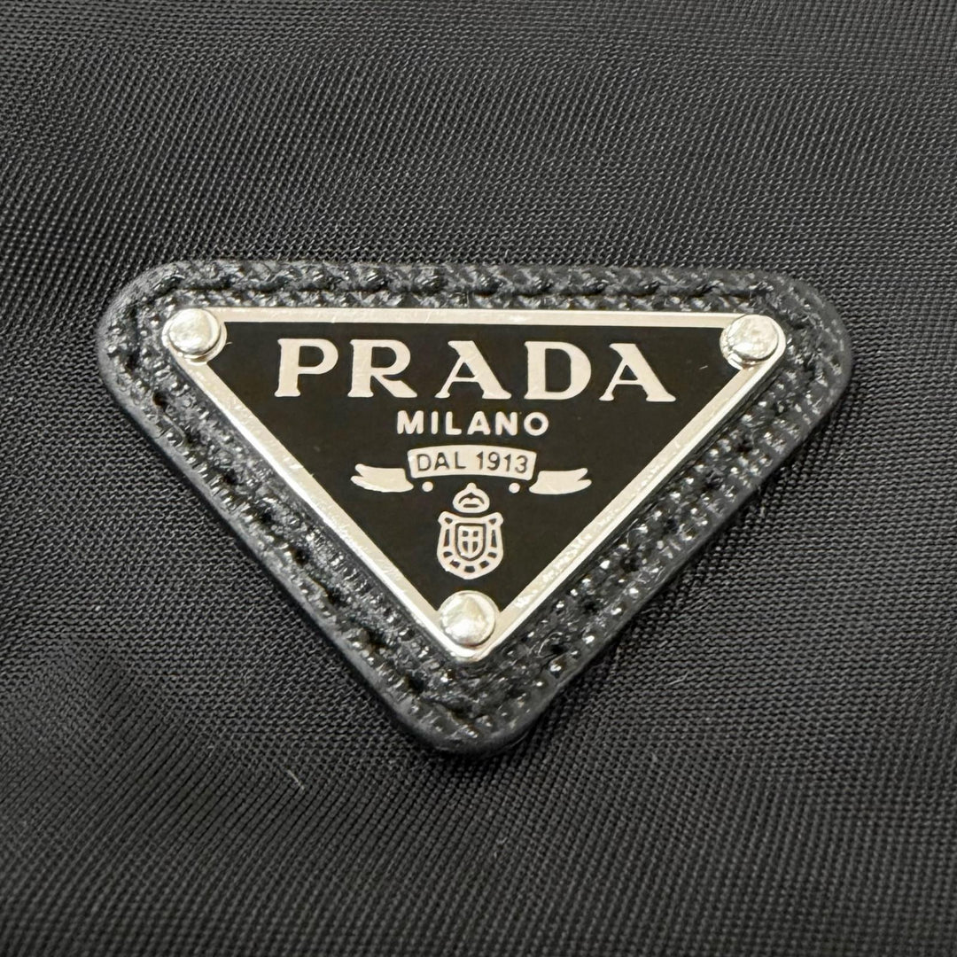 Great PRADA Handbag Triangle Logo Re-Nylon Pouch Drawstring Bag black