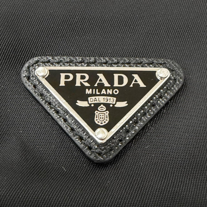 Great PRADA Handbag Triangle Logo Re-Nylon Pouch Drawstring Bag black