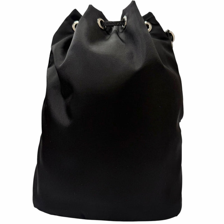 Great PRADA Handbag Triangle Logo Re-Nylon Pouch Drawstring Bag black