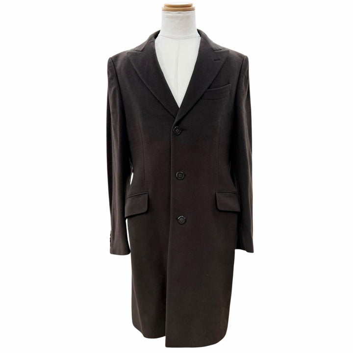 Great ETRO Chester coat single Dark brown cashmere mens 50