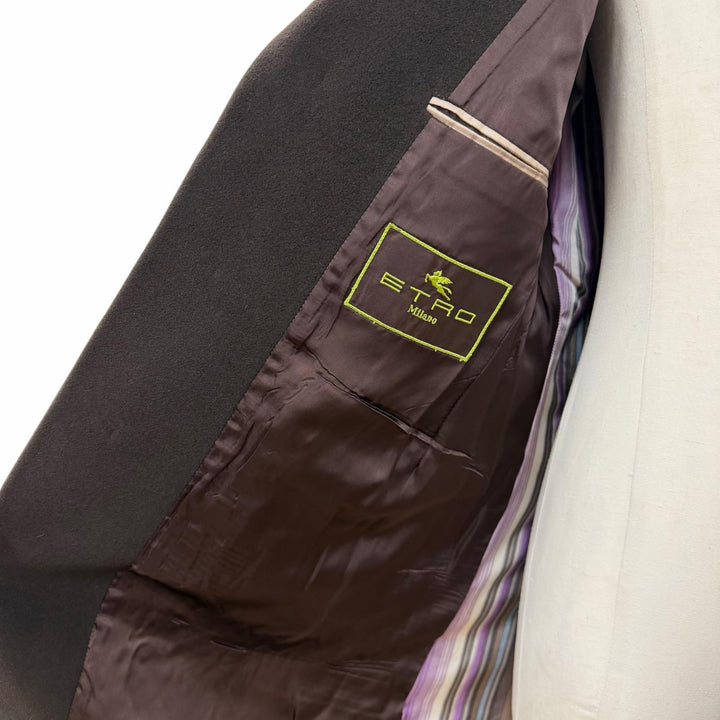 Great ETRO Chester coat single Dark brown cashmere mens 50