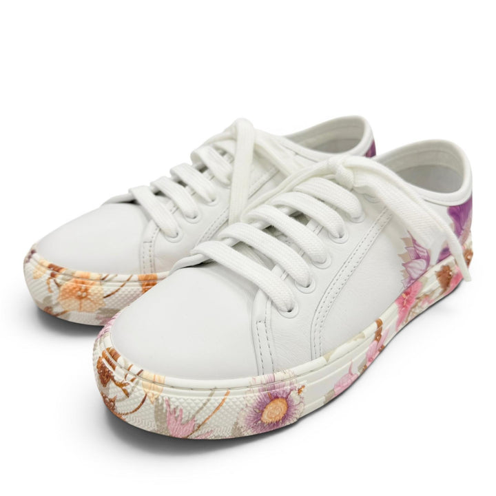 Excellent Salvatore Ferragamo sneakers BORG PRINT Floral print leather white 5.5