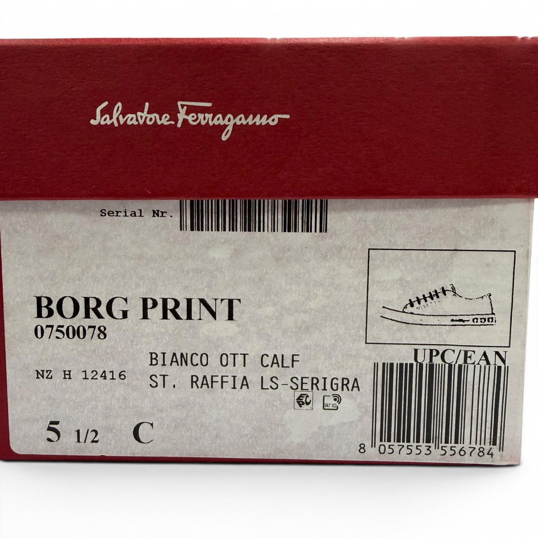 Excellent Salvatore Ferragamo sneakers BORG PRINT Floral print leather white 5.5