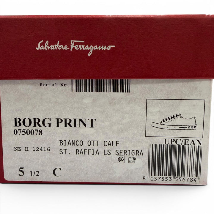 Excellent Salvatore Ferragamo sneakers BORG PRINT Floral print leather white 5.5