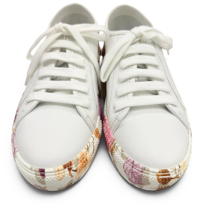 Excellent Salvatore Ferragamo sneakers BORG PRINT Floral print leather white 5.5