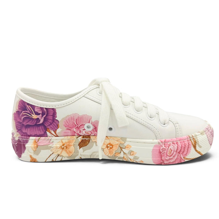 Excellent Salvatore Ferragamo sneakers BORG PRINT Floral print leather white 5.5
