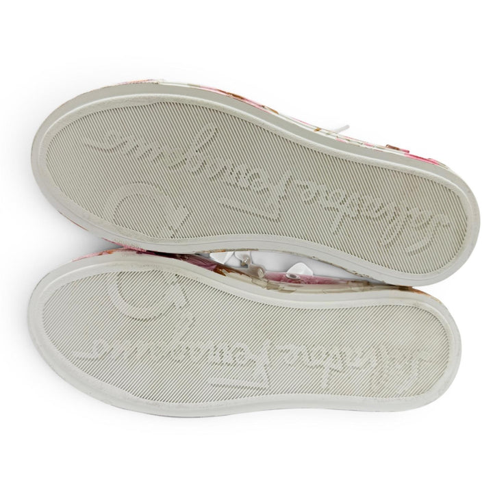 Excellent Salvatore Ferragamo sneakers BORG PRINT Floral print leather white 5.5