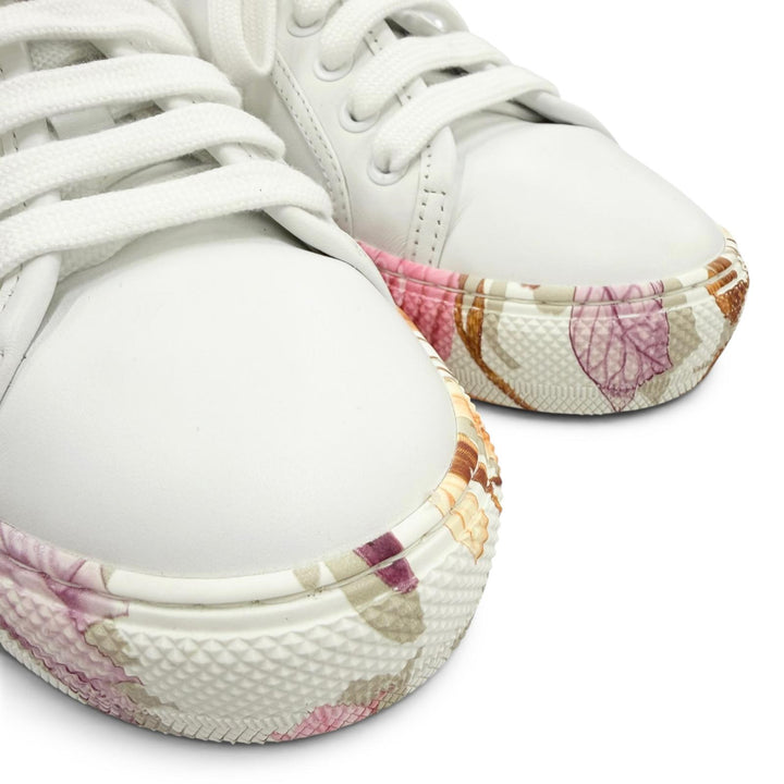 Excellent Salvatore Ferragamo sneakers BORG PRINT Floral print leather white 5.5