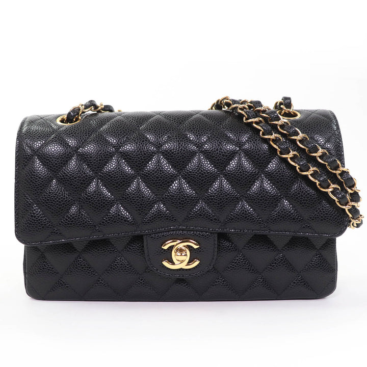 Pristine CHANEL Shoulder Bag Matrasse 25 WChain black Caviar skin Women A01112