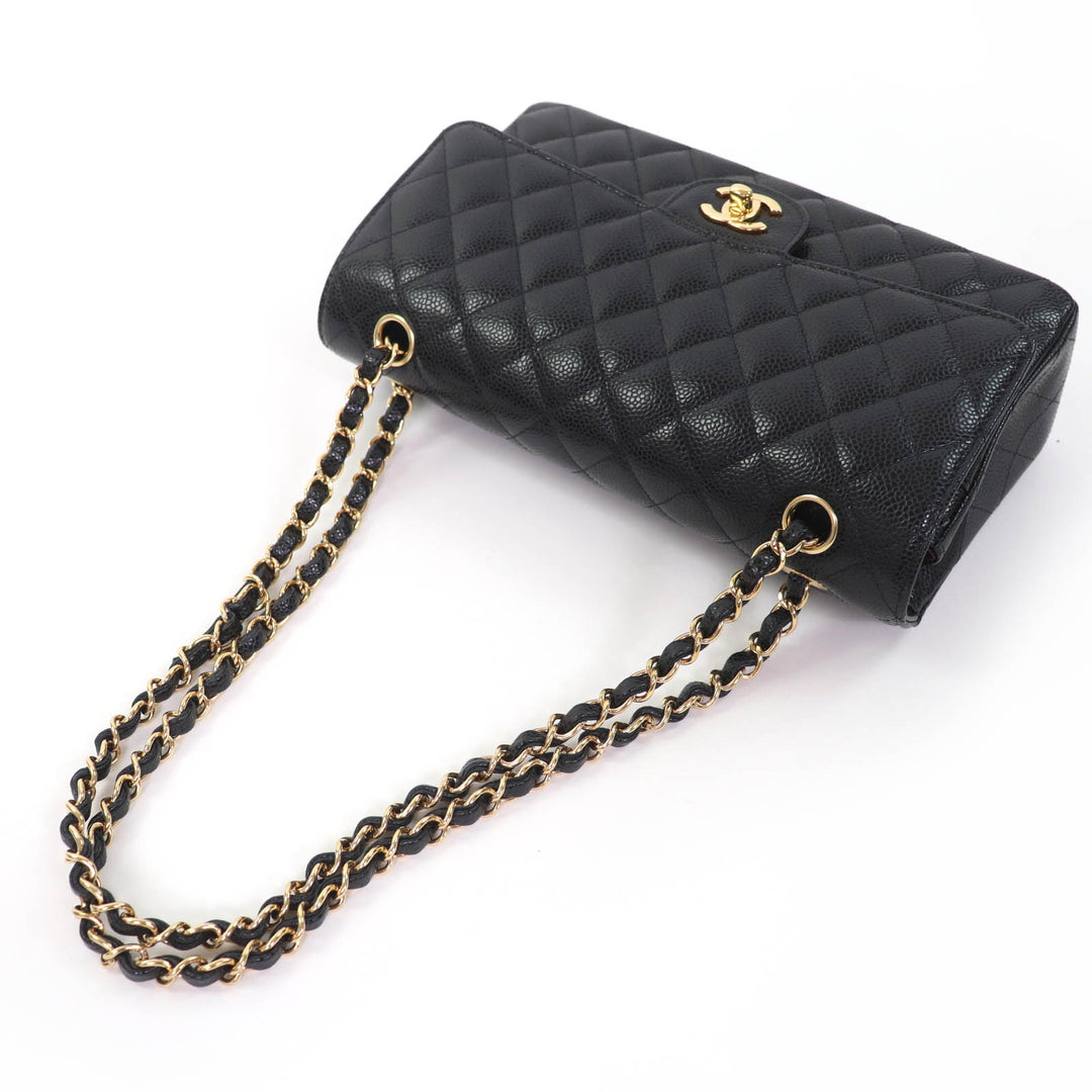 Pristine CHANEL Shoulder Bag Matrasse 25 WChain black Caviar skin Women A01112