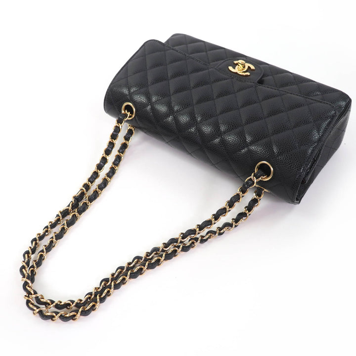 Pristine CHANEL Shoulder Bag Matrasse 25 WChain black Caviar skin Women A01112
