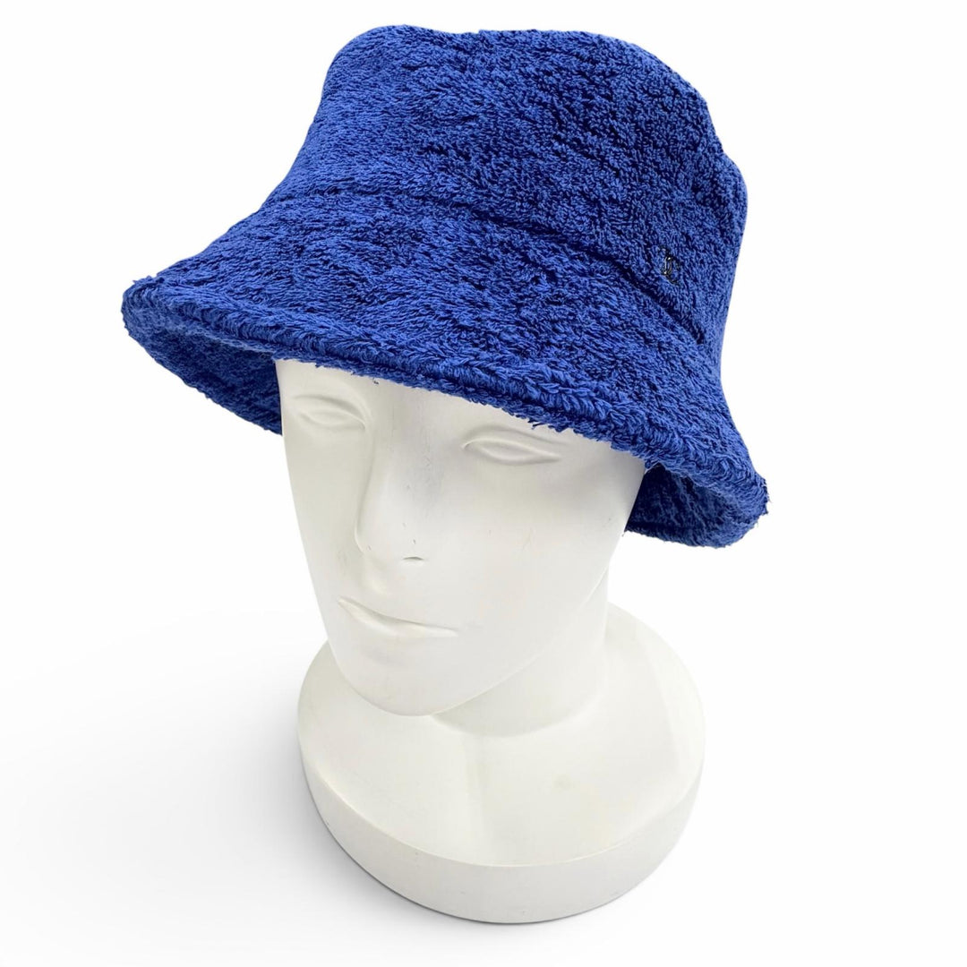 Great CHANEL hat COCO Mark Terry Bucket Hat blue Women M 21C