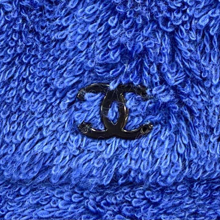 Great CHANEL hat COCO Mark Terry Bucket Hat blue Women M 21C