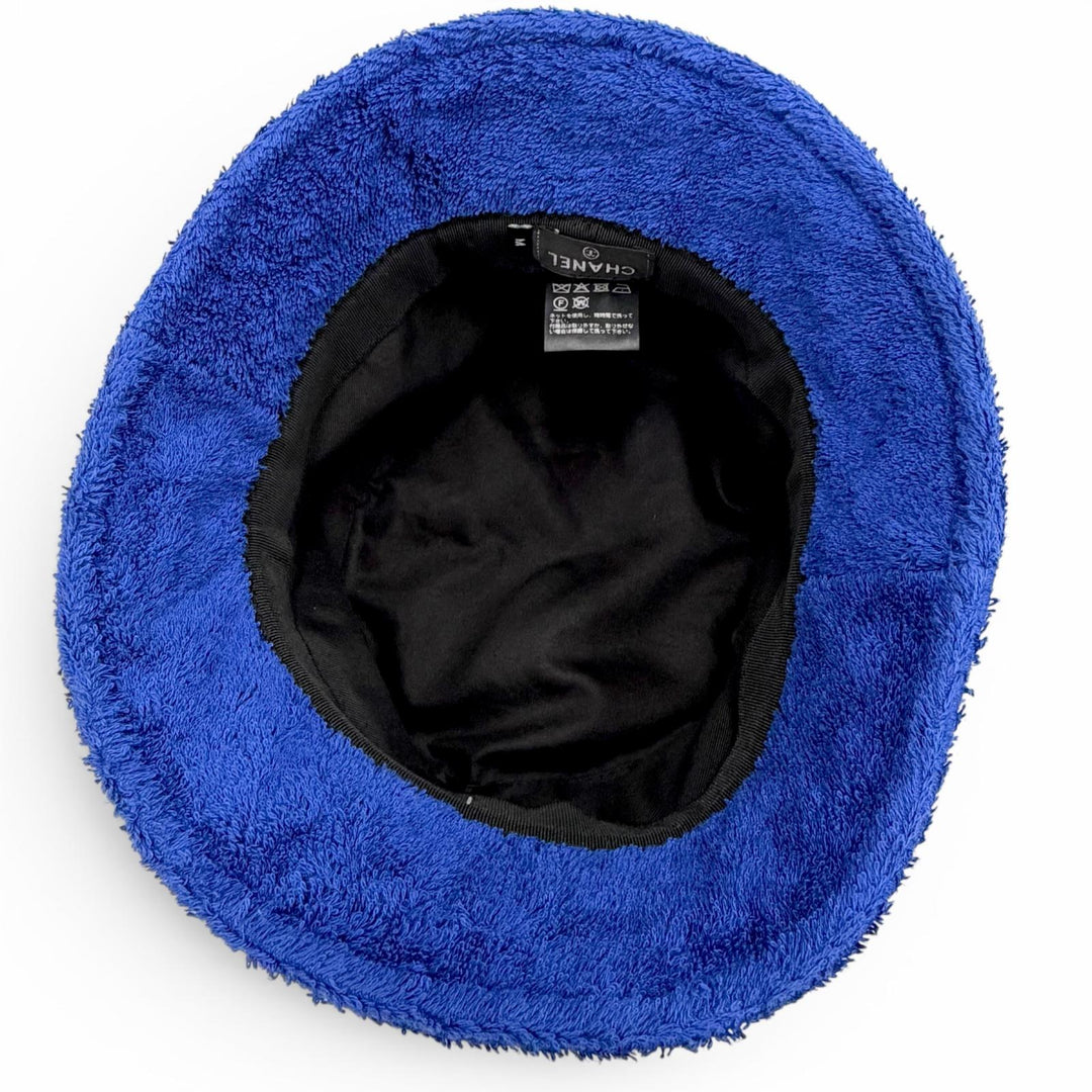 Great CHANEL hat COCO Mark Terry Bucket Hat blue Women M 21C