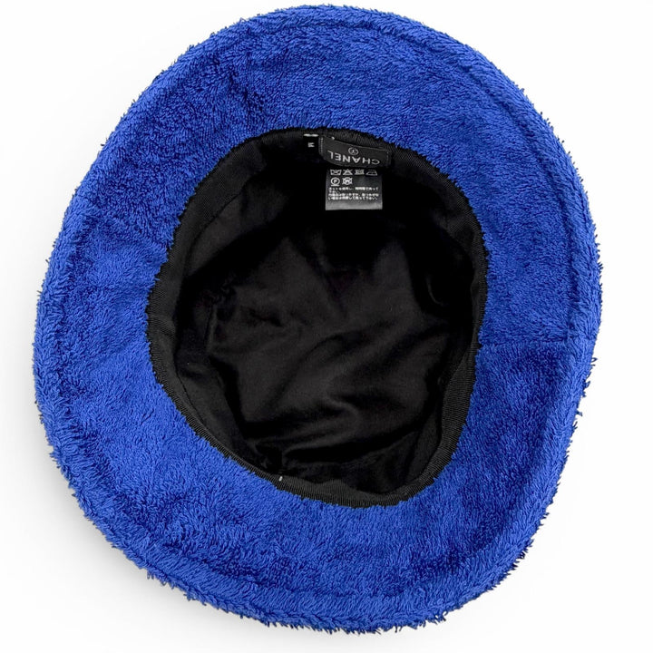 Great CHANEL hat COCO Mark Terry Bucket Hat blue Women M 21C