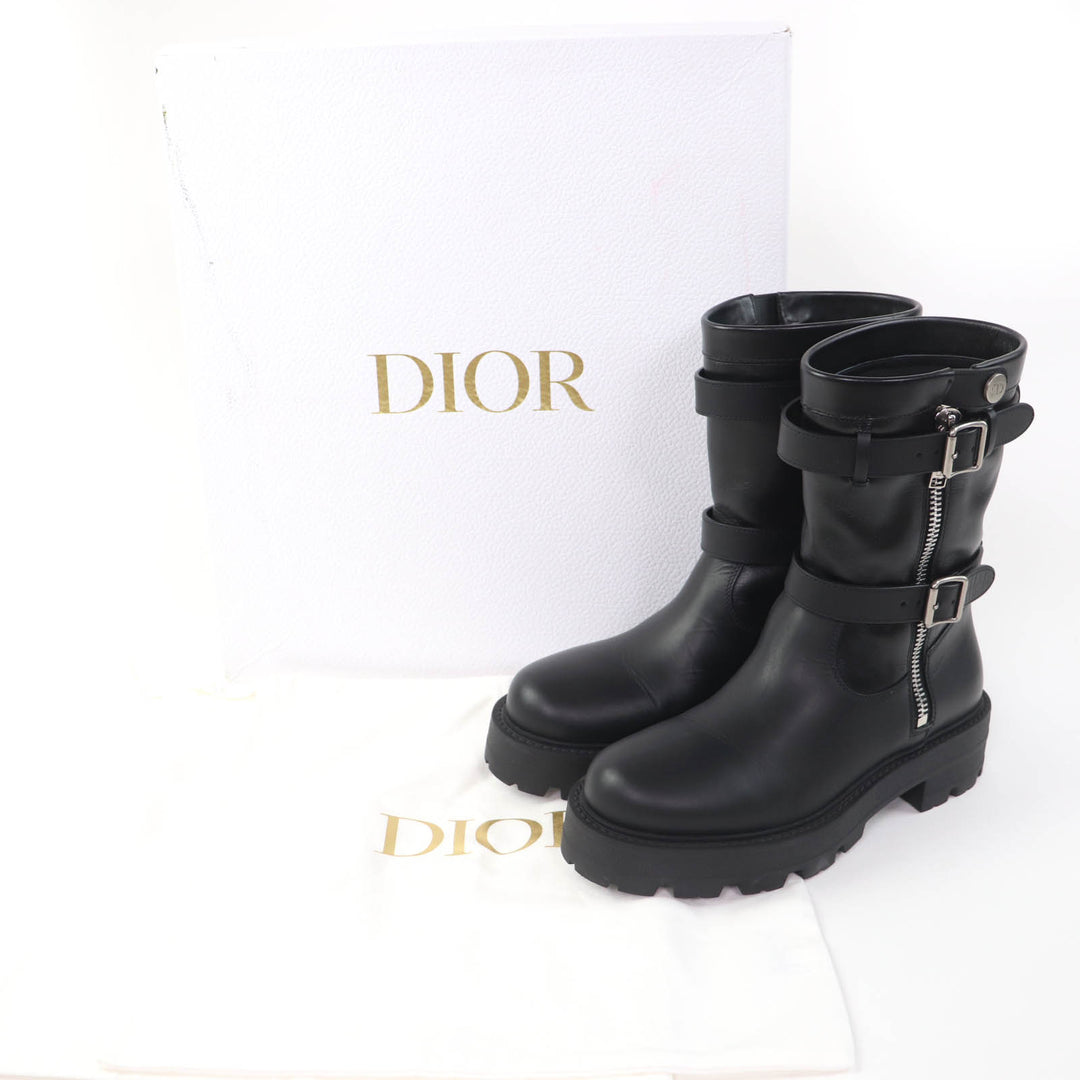 Great Christian Dior short boots D-MAJOR black leather Women 37