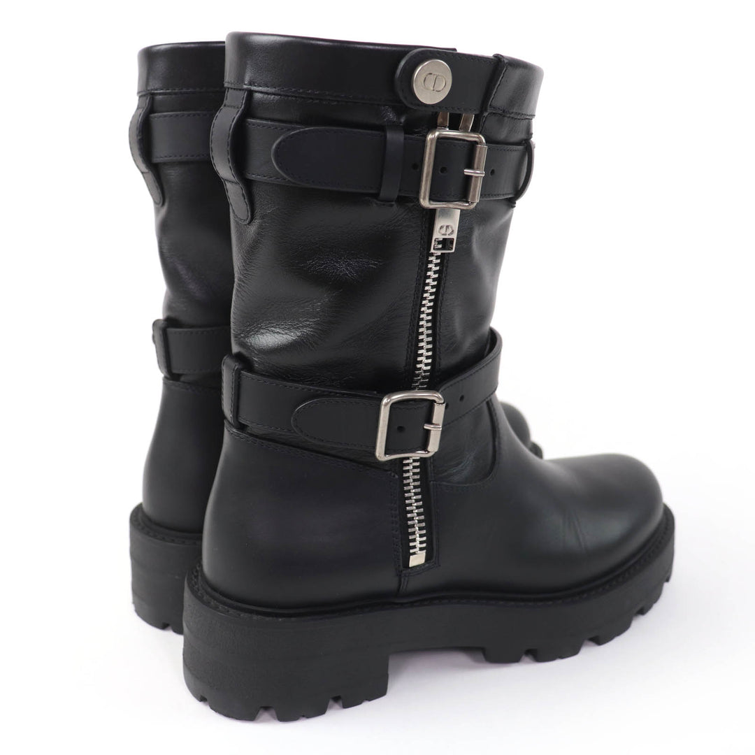 Great Christian Dior short boots D-MAJOR black leather Women 37
